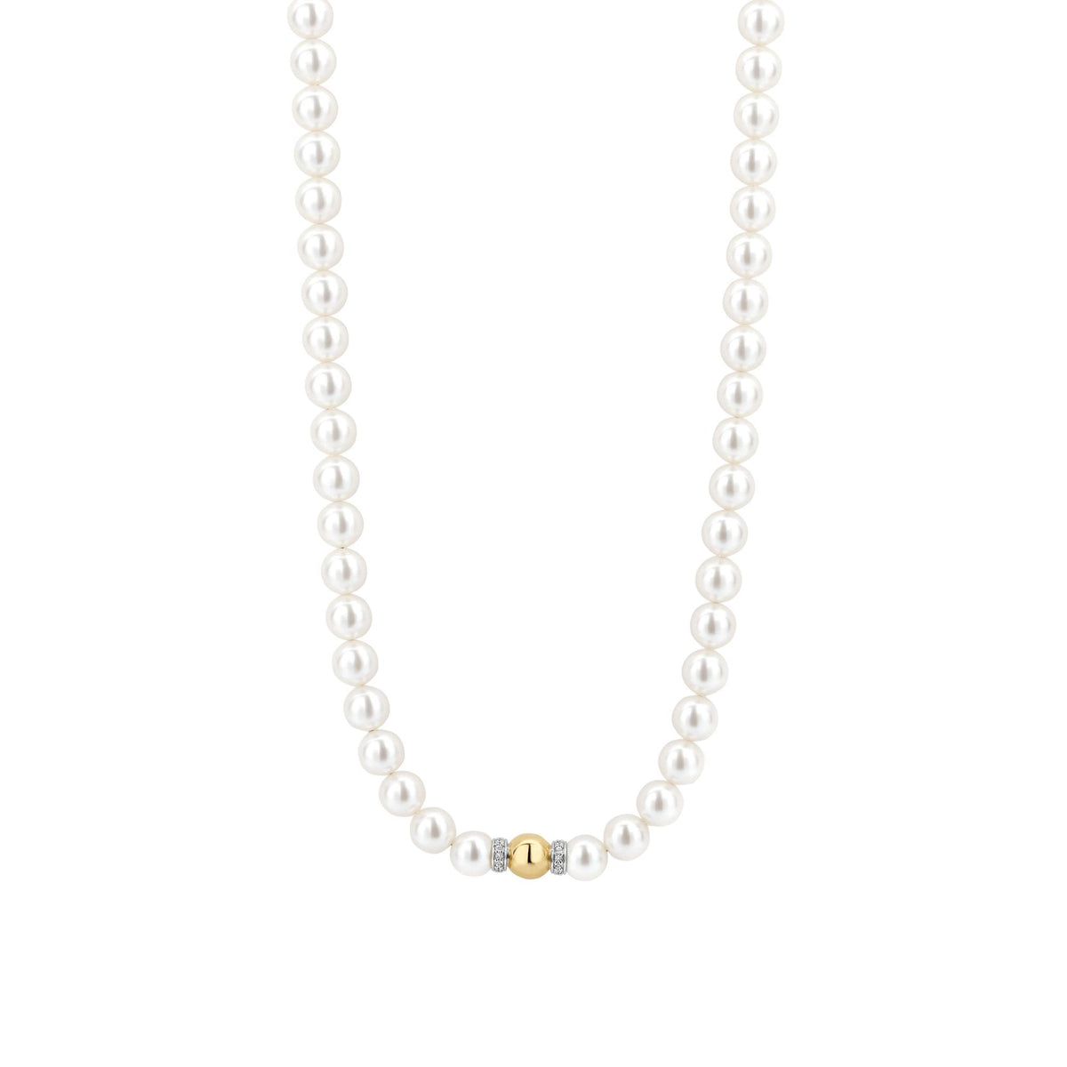 Ladies Silver Simulated Pearl White Necklace 34112YP/42