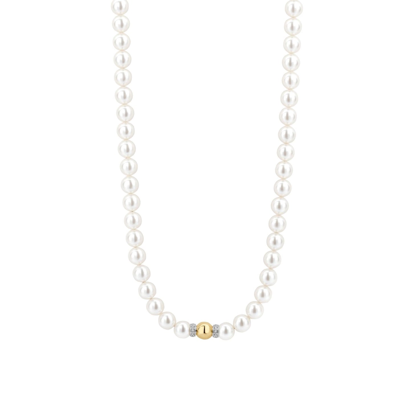 Ladies Silver Simulated Pearl White Necklace 34112YP/42