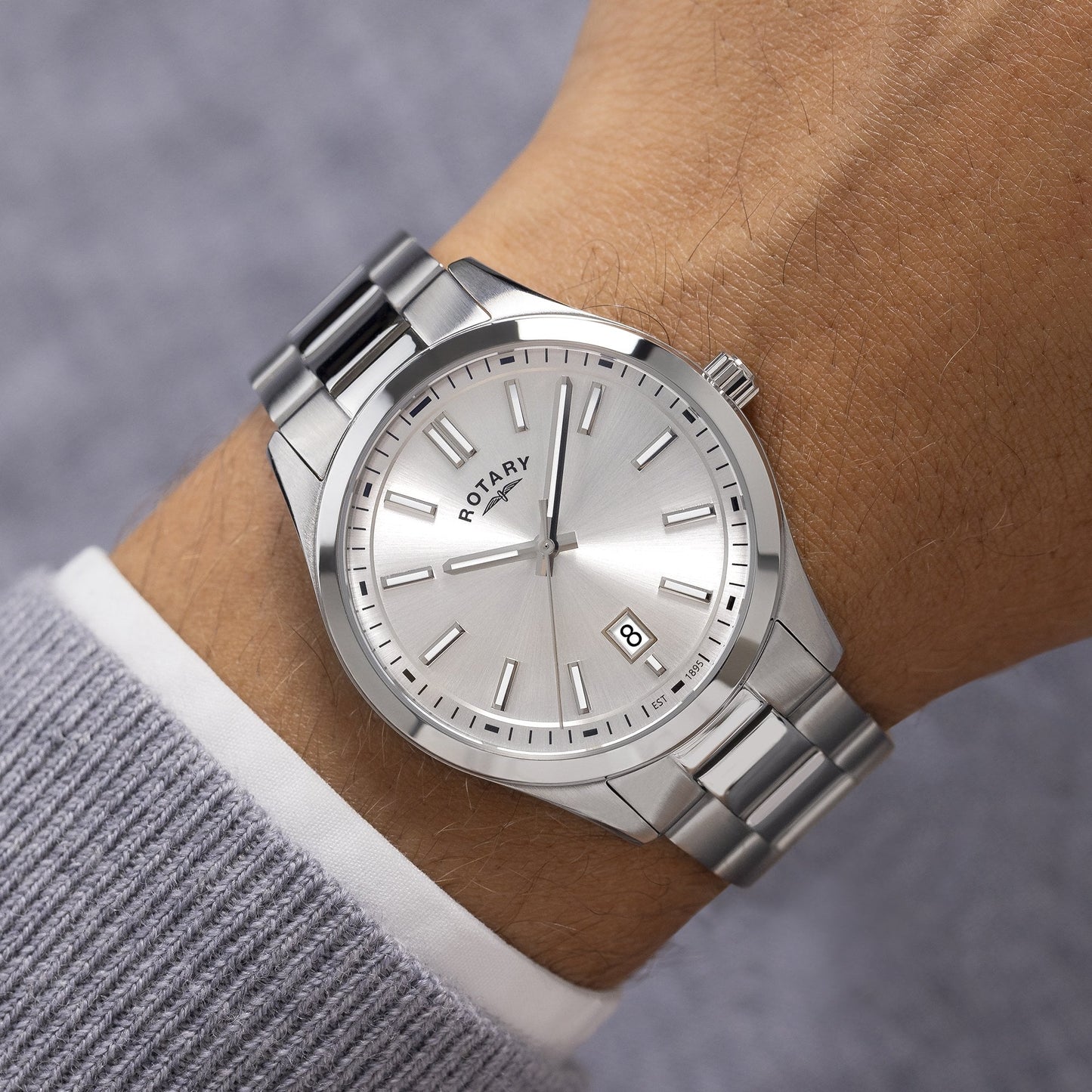 Gents Stainless Steel Battery Bracelet Watch, Date GB05520/06