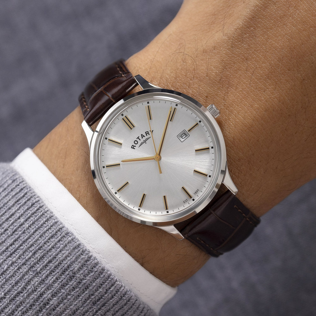 Gents Steel Battery Watch on Strap with Date 1895 RGS10011/06