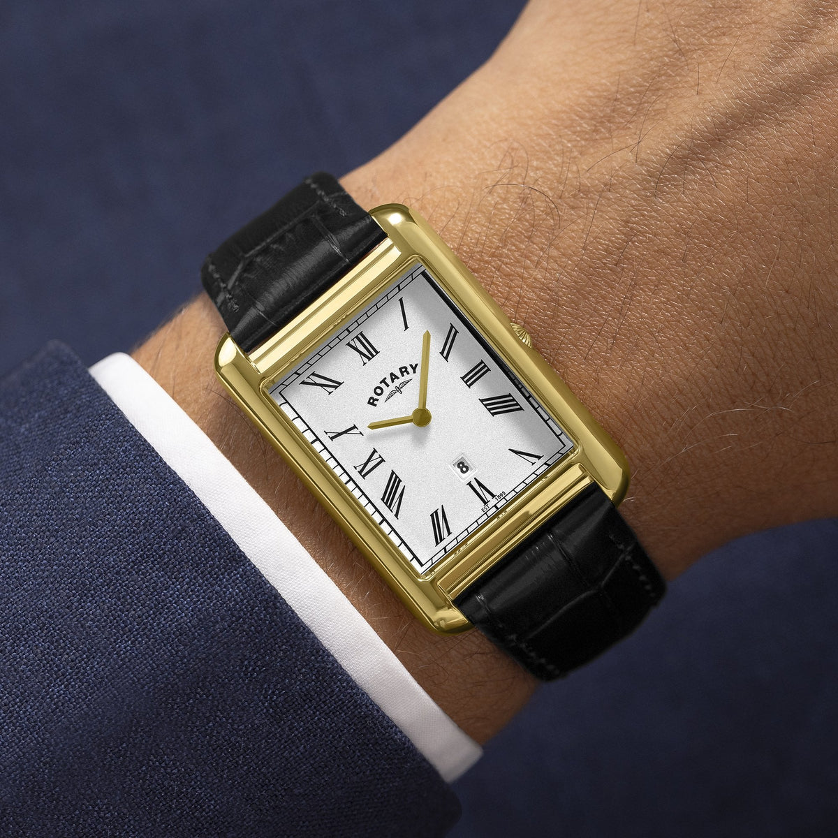 Gold Tone Battery Watch on Strap with Date Astoria GS05283/01