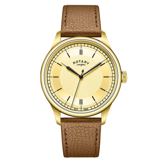 Gents Gold Tone Battery Watch on Strap Heritage GS05983/31