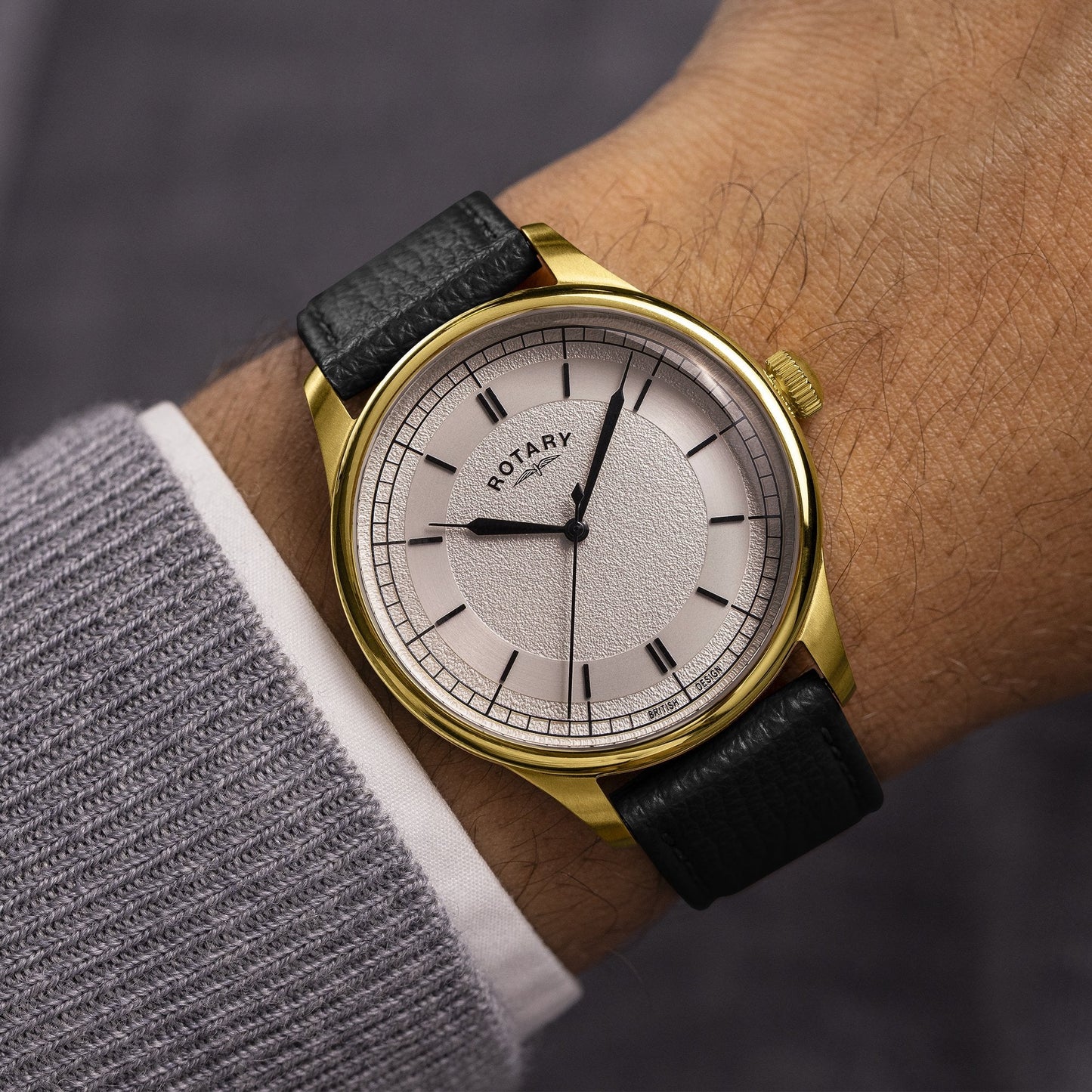 Gents Gold Tone Battery Watch on Leather Strap GS05983/03