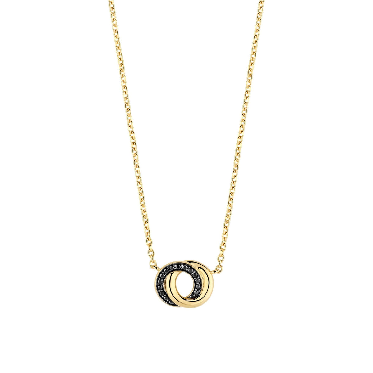 Ladies Gold on Silver Black Cubic Zirconia Pendant 3915BY/42