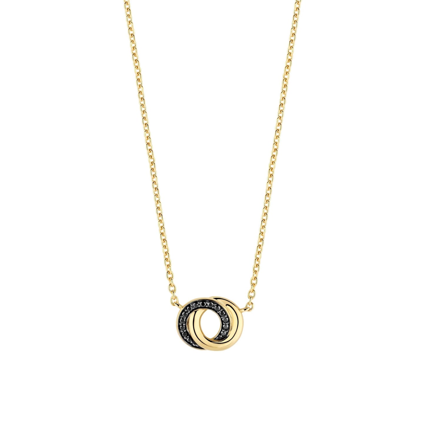 Ladies Gold on Silver Black Cubic Zirconia Pendant 3915BY/42