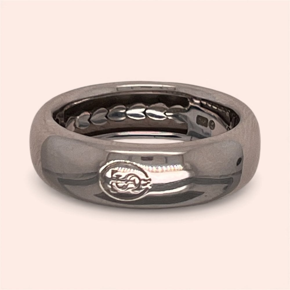 Ladies Silver Court Shaped 7mm Ring 12235SI