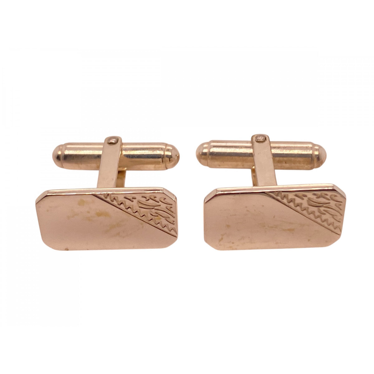 Sterling Silver Gents Half Engraved Cufflinks with Swivel