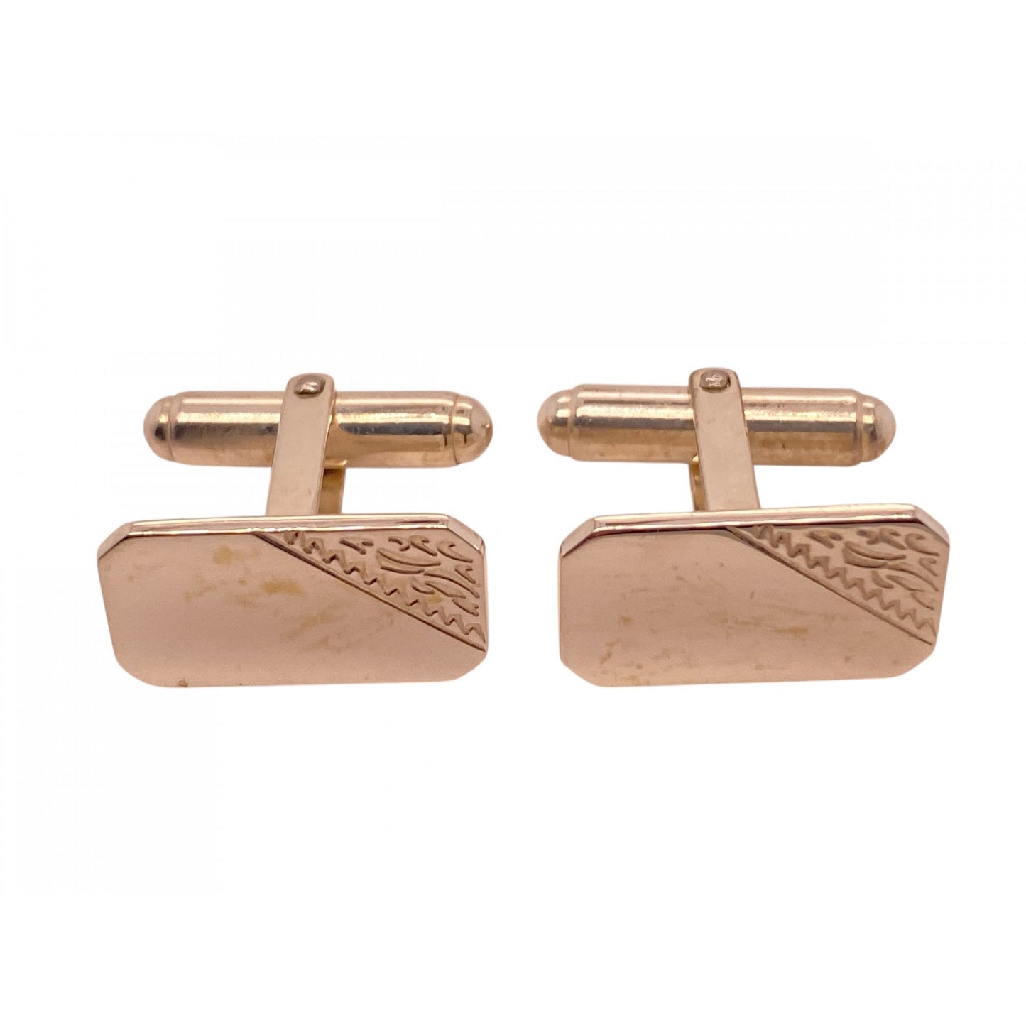 Sterling Silver Gents Half Engraved Cufflinks with Swivel