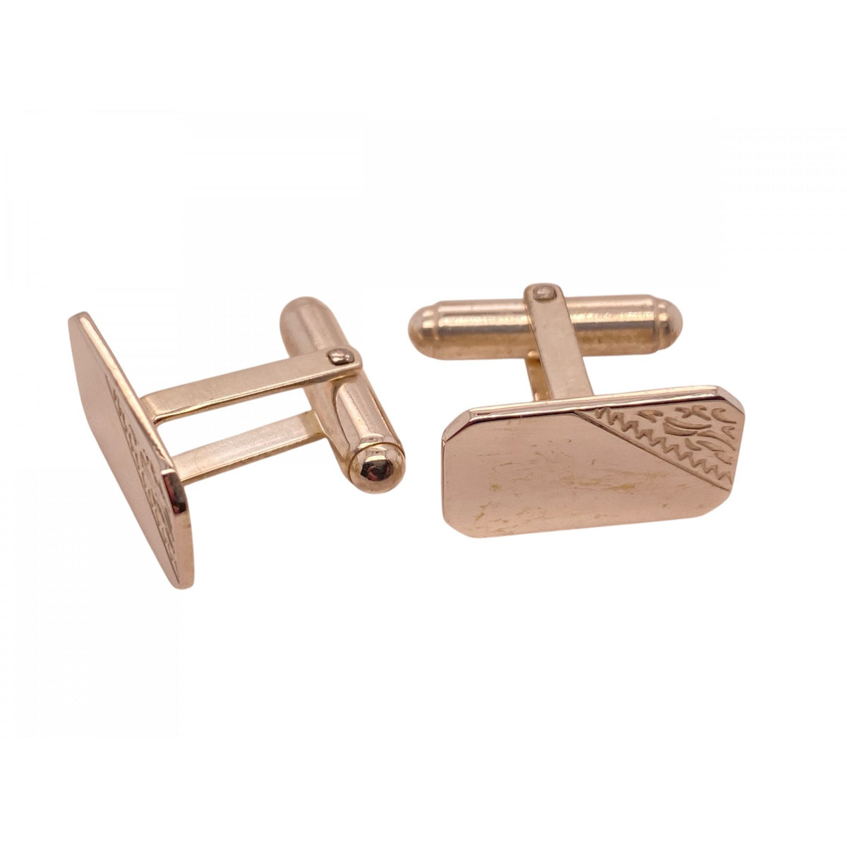 Sterling Silver Gents Half Engraved Cufflinks with Swivel