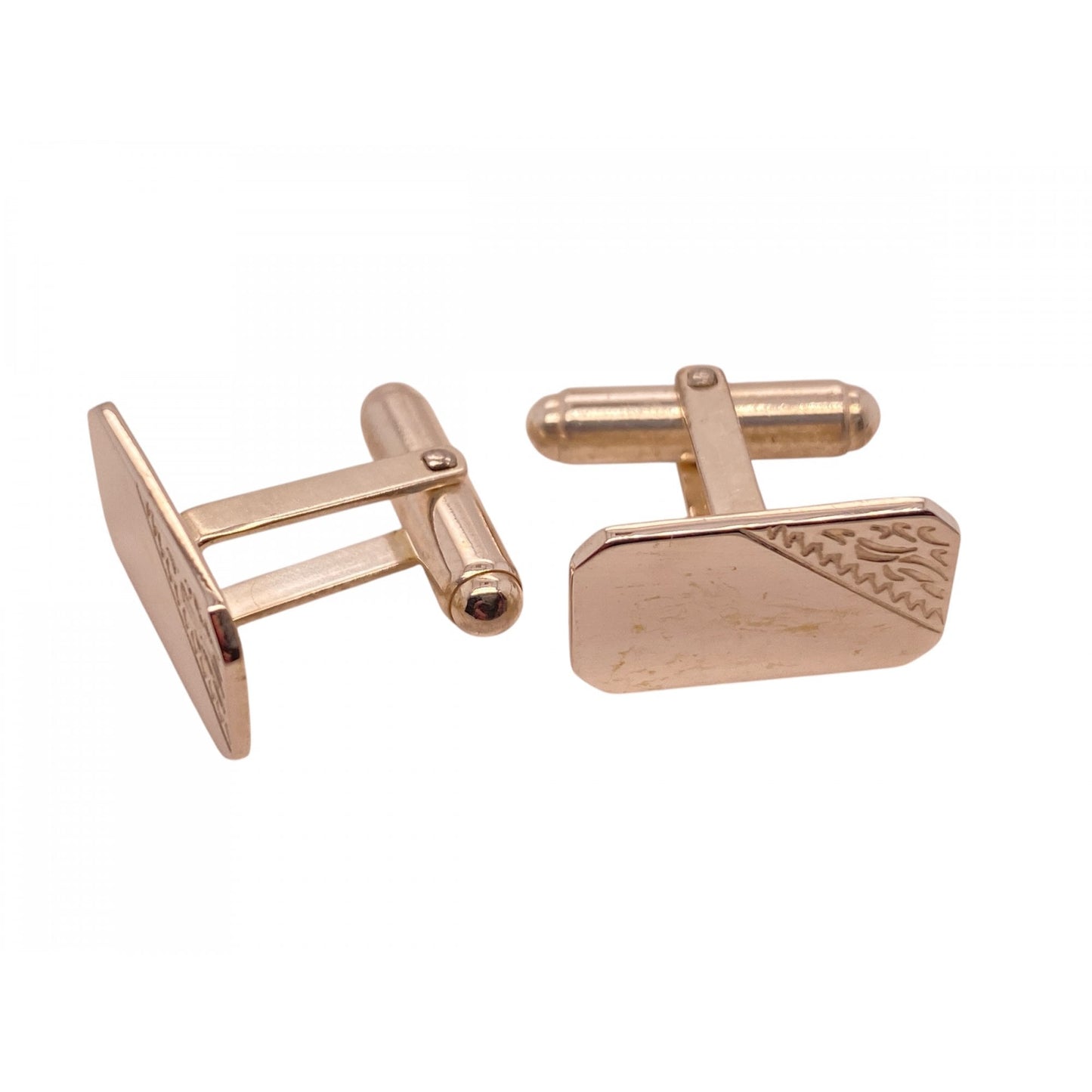 Sterling Silver Gents Half Engraved Cufflinks with Swivel