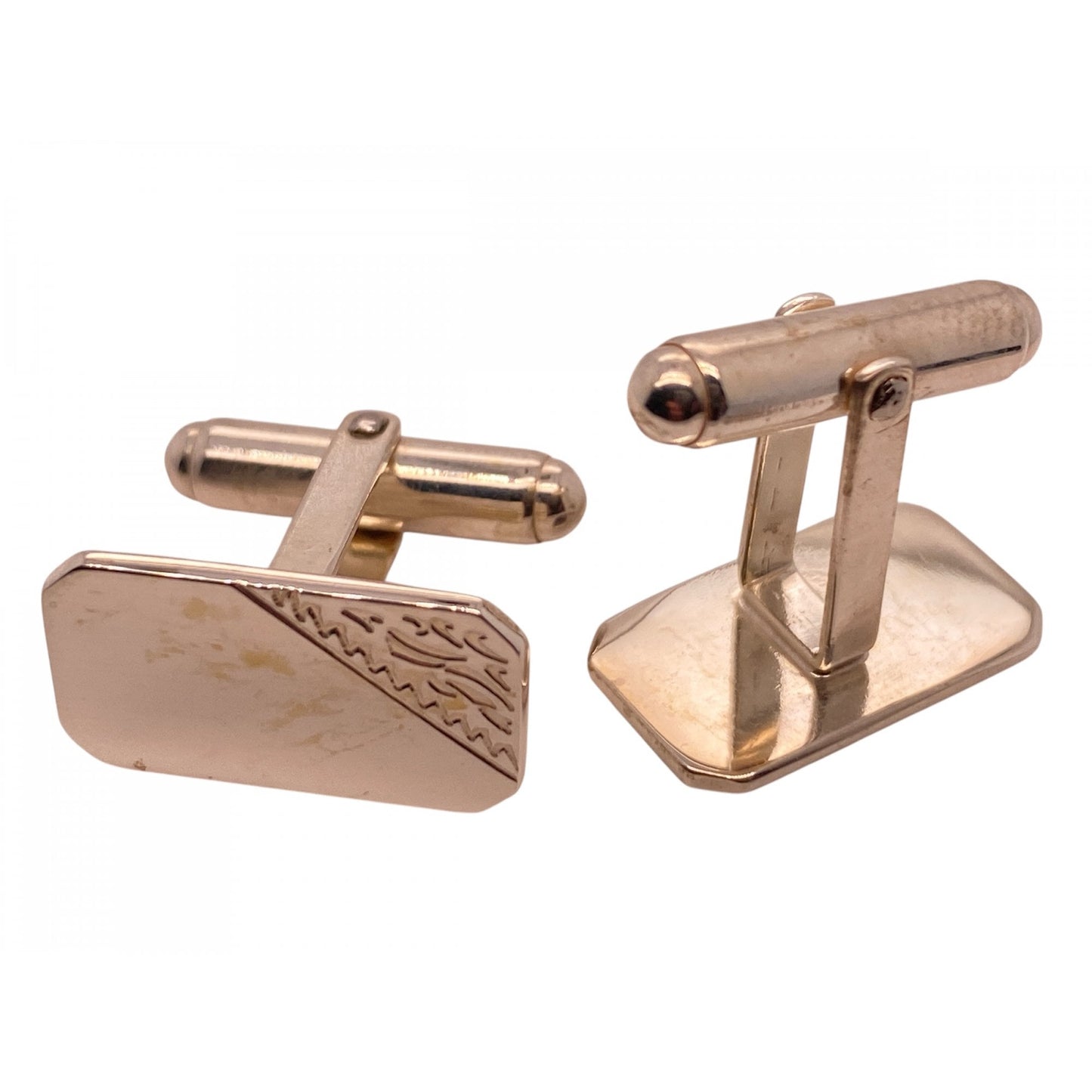 Sterling Silver Gents Half Engraved Cufflinks with Swivel