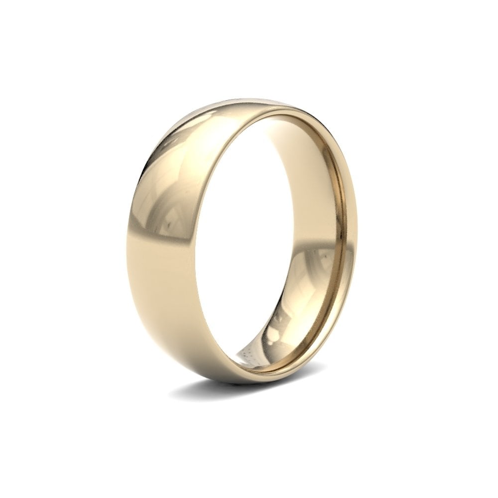 Gents 9ct Yellow Gold 6mm Wide Court Wedding Ring Band
