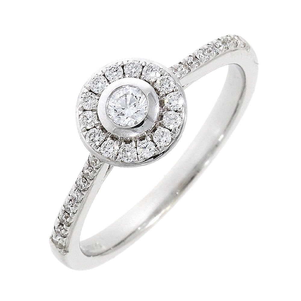 Ladies 18ct white Gold Diamond Cluster Engagement Ring