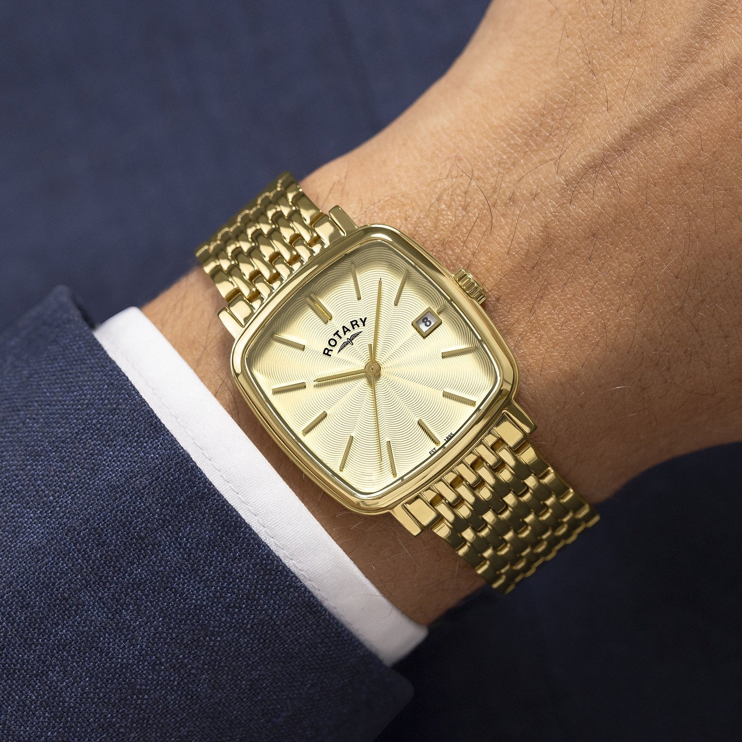 Gents Gold Tone Battery Watch on Bracelet with Date GB05308/03