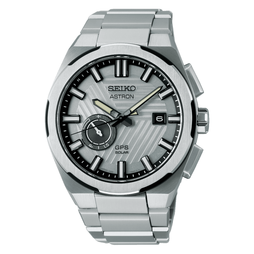 Gents GPS Solar Titanium Watch Silvertone Earth SSJ037J1
