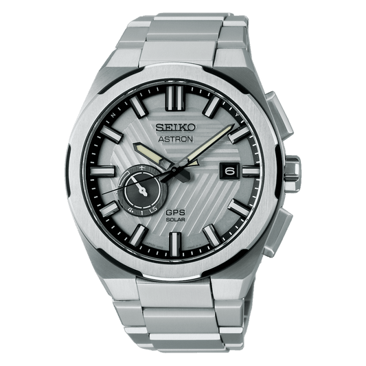 Gents GPS Solar Titanium Watch Silvertone Earth SSJ037J1