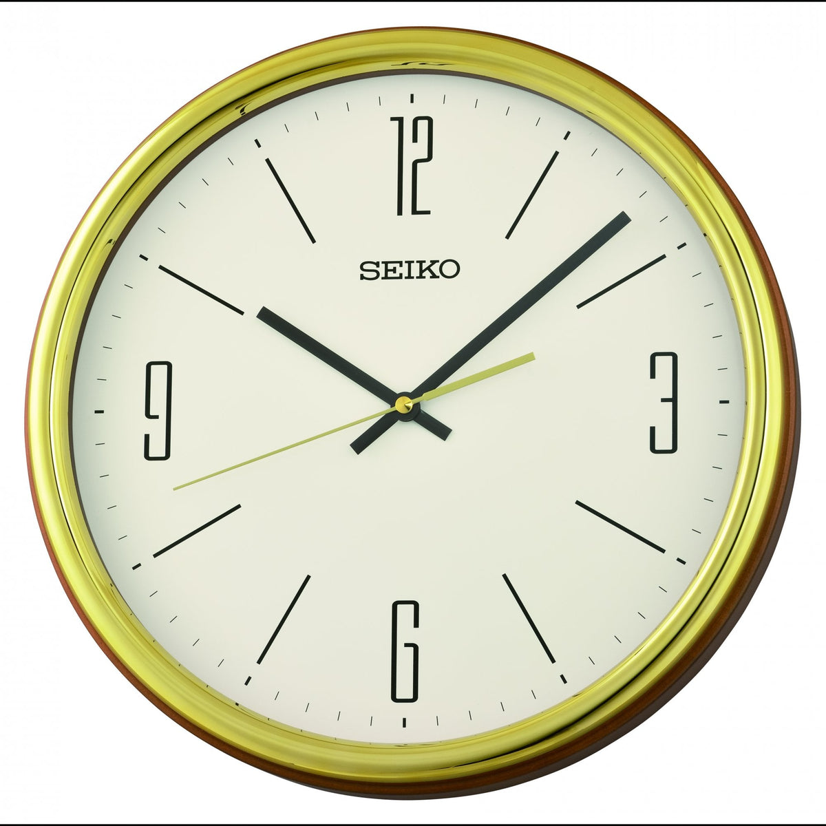 Dark Round Wooden Quartz Wall Clock Silent Sweep Seconds QXA856G