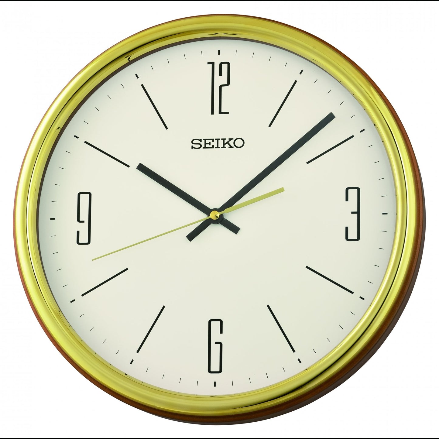 Dark Round Wooden Quartz Wall Clock Silent Sweep Seconds QXA856G