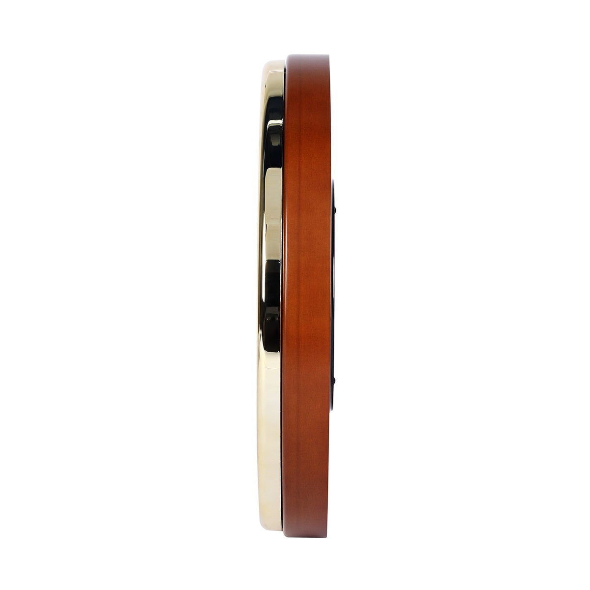 Dark Round Wooden Quartz Wall Clock Silent Sweep Seconds QXA856G