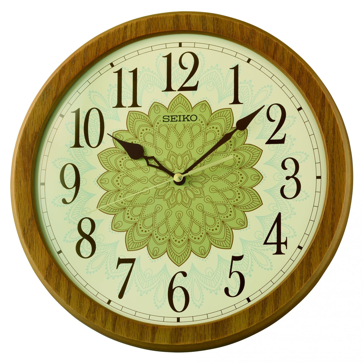 Brown Wooden Battery Wall Clock, Silent Seconds QXA857B