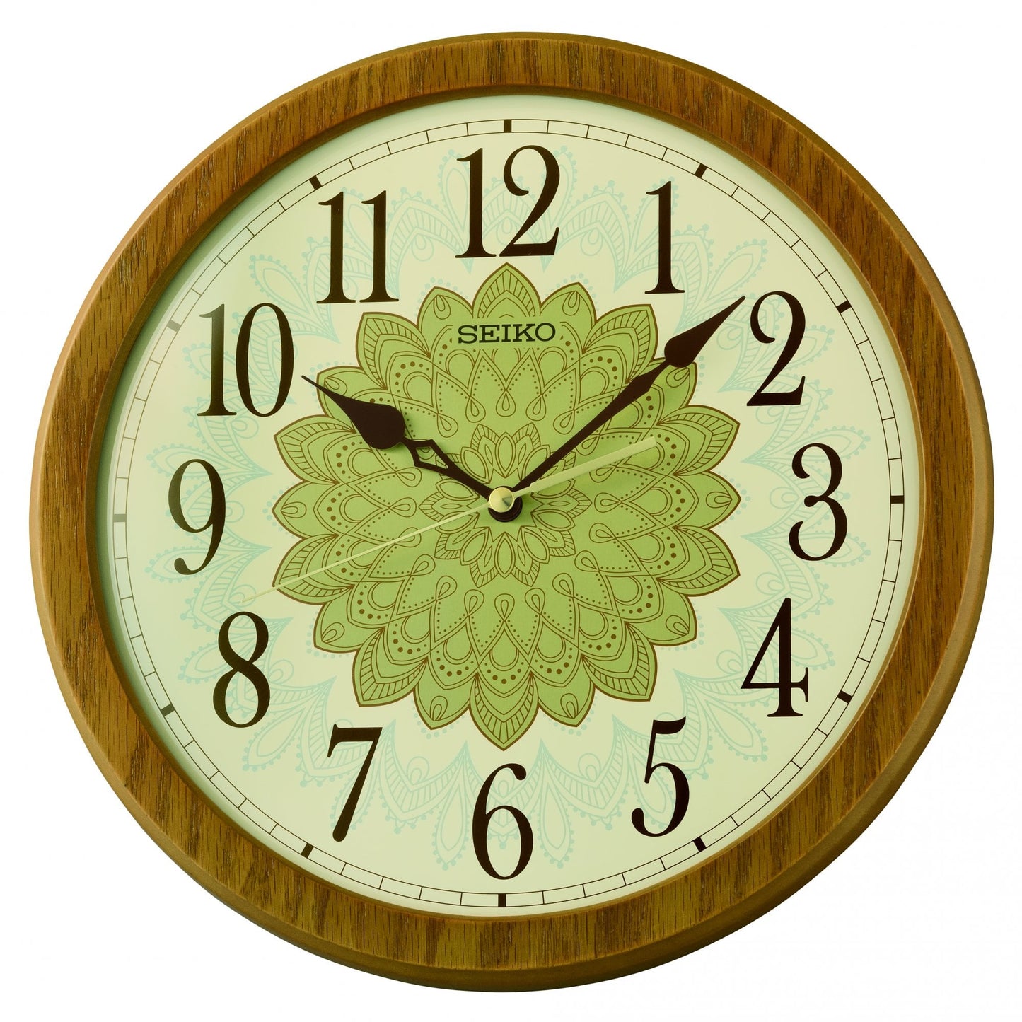 Brown Wooden Battery Wall Clock, Silent Seconds QXA857B