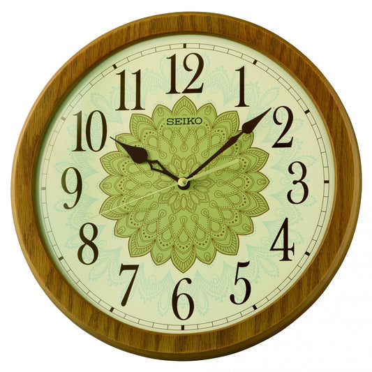 Brown Wooden Battery Wall Clock, Silent Seconds QXA857B