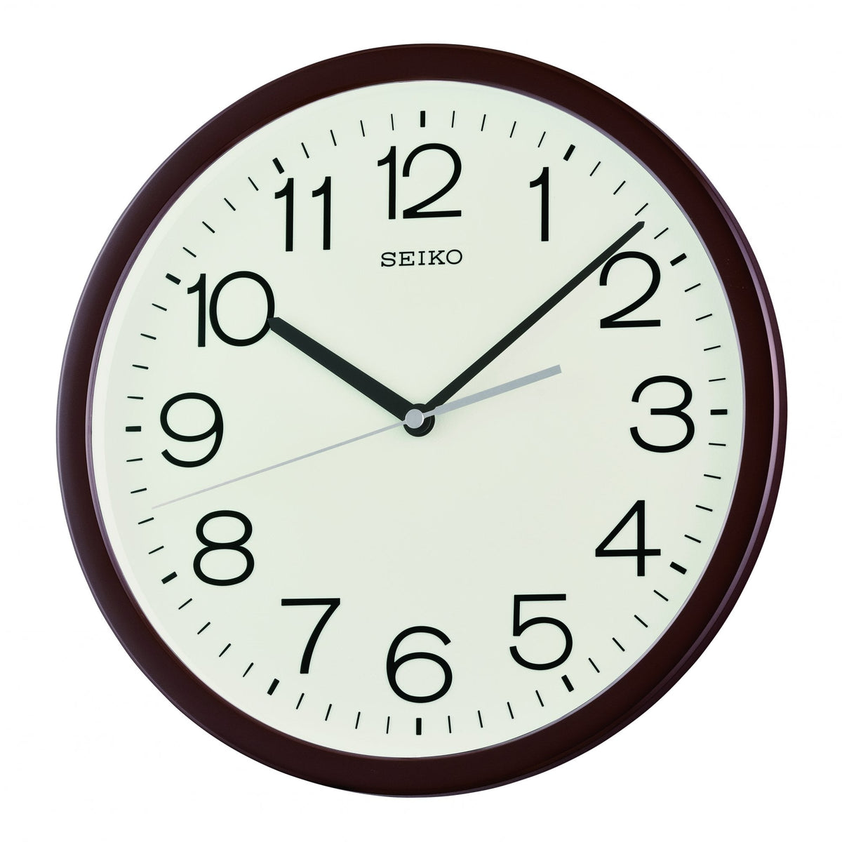 Brown Round Quartz Clear Wall Clock, Silent Sweep QXA847B