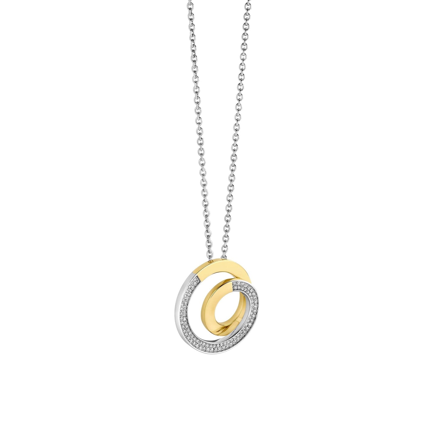 Ladies Silver & Gold Tone Cubic Zirconia Pendant 34109ZY/42