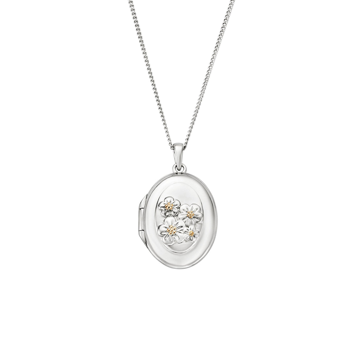Ladies Silver & Welsh Gold Forget Me Not Locket 3SFMN907