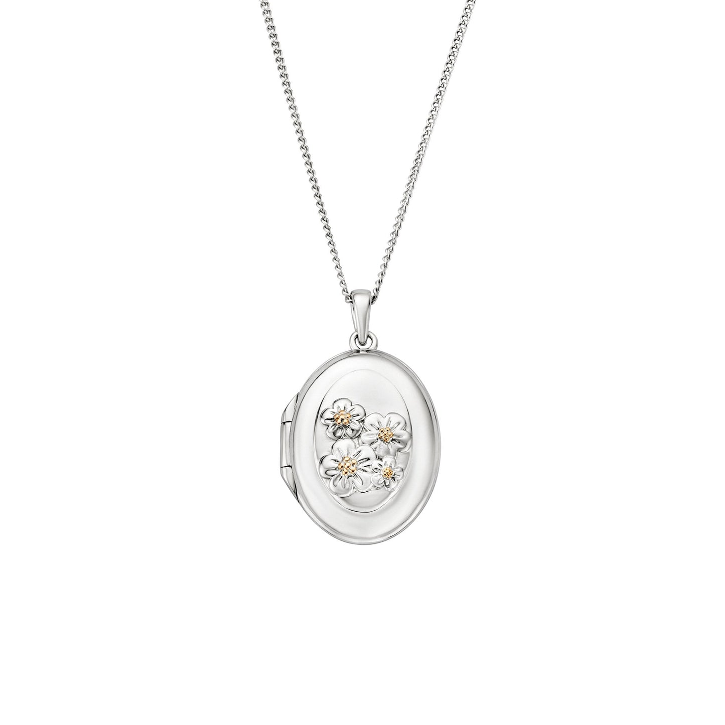 Ladies Silver & Welsh Gold Forget Me Not Locket 3SFMN907