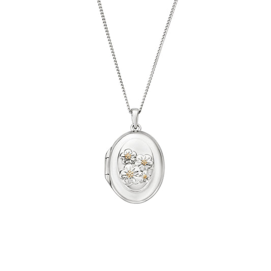 Ladies Silver & Welsh Gold Forget Me Not Locket 3SFMN907