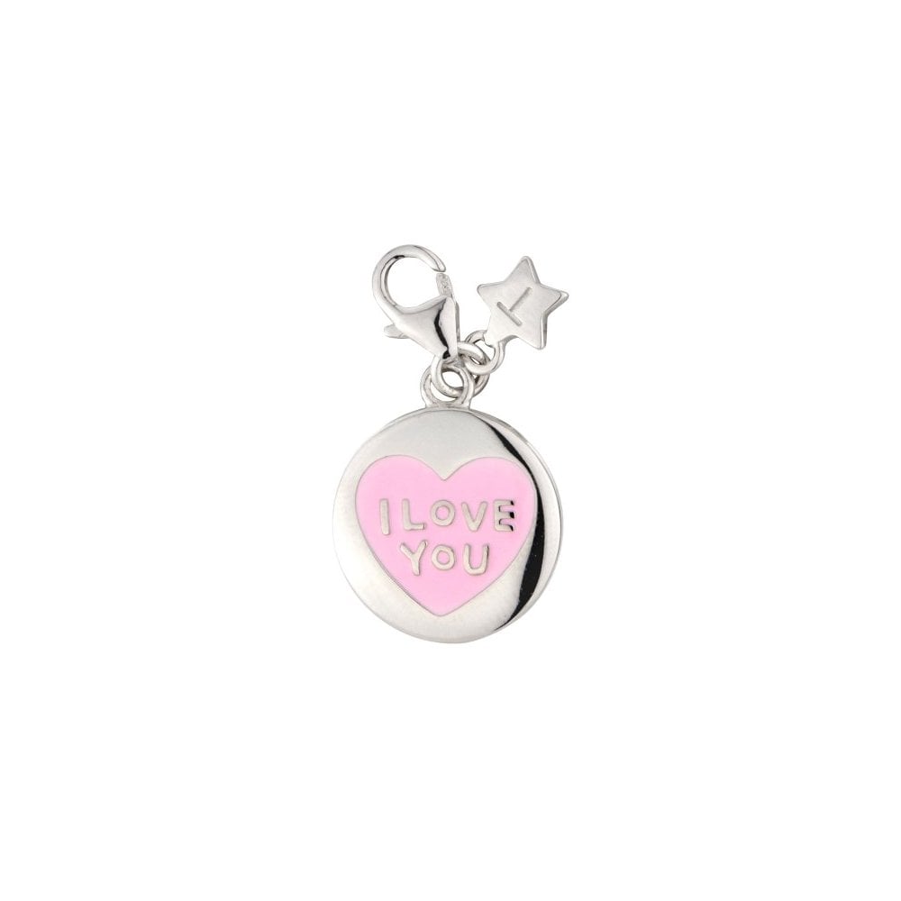Sterling Silver Enamel I Love You Charm & Lobster Clasp SCH210
