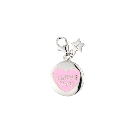 Sterling Silver Enamel I Love You Charm & Lobster Clasp SCH210