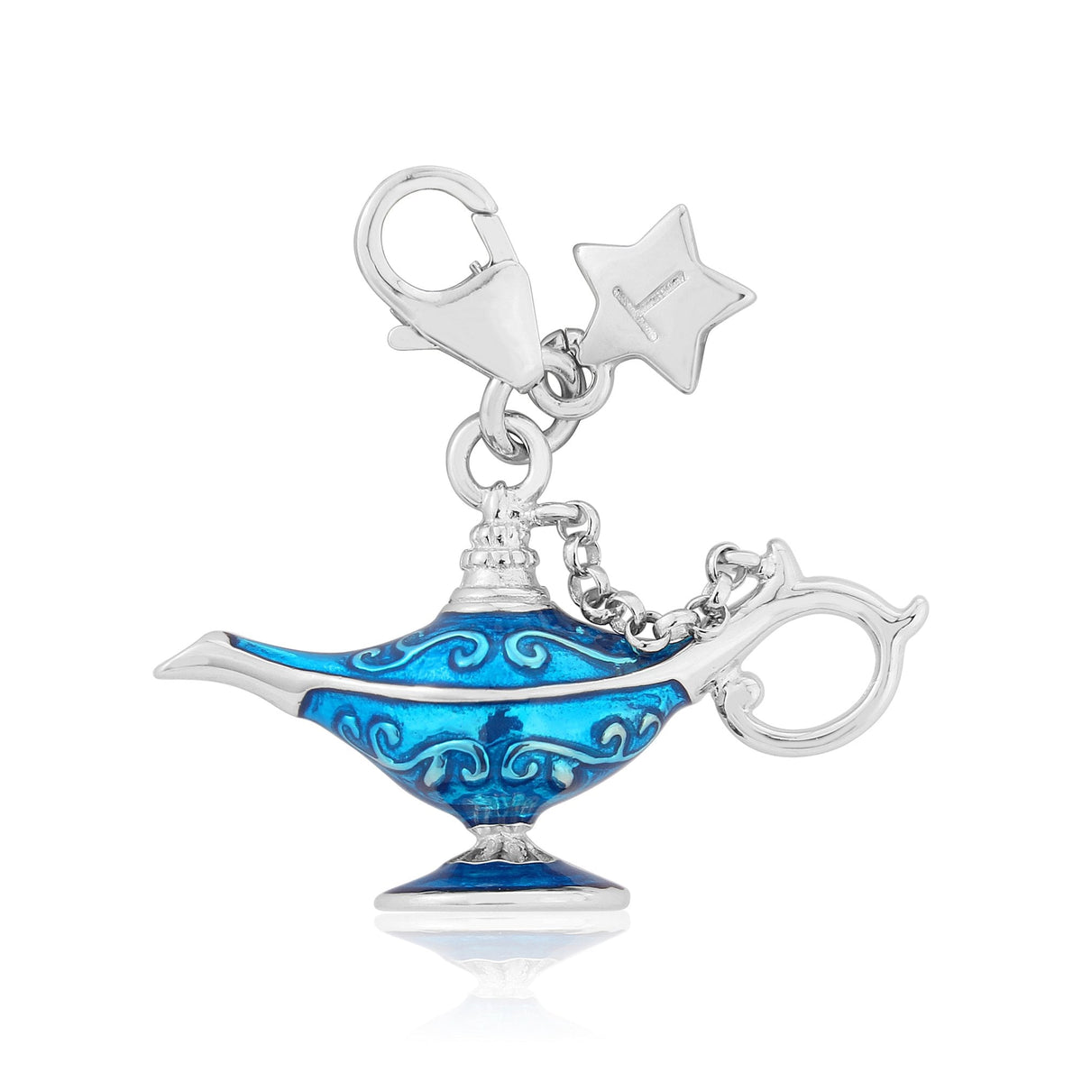 Ladies Sterling Silver Blue Aladdin's Lamp Clip-on Charm SCH342