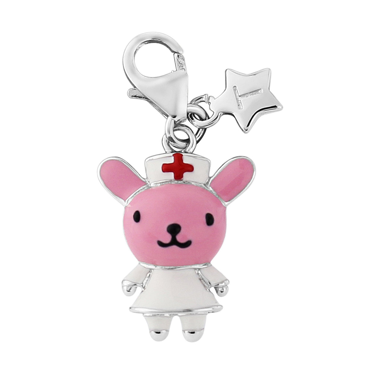 Ladies Sterling Silver Nurse Bunny Clip-on Charm SCH282