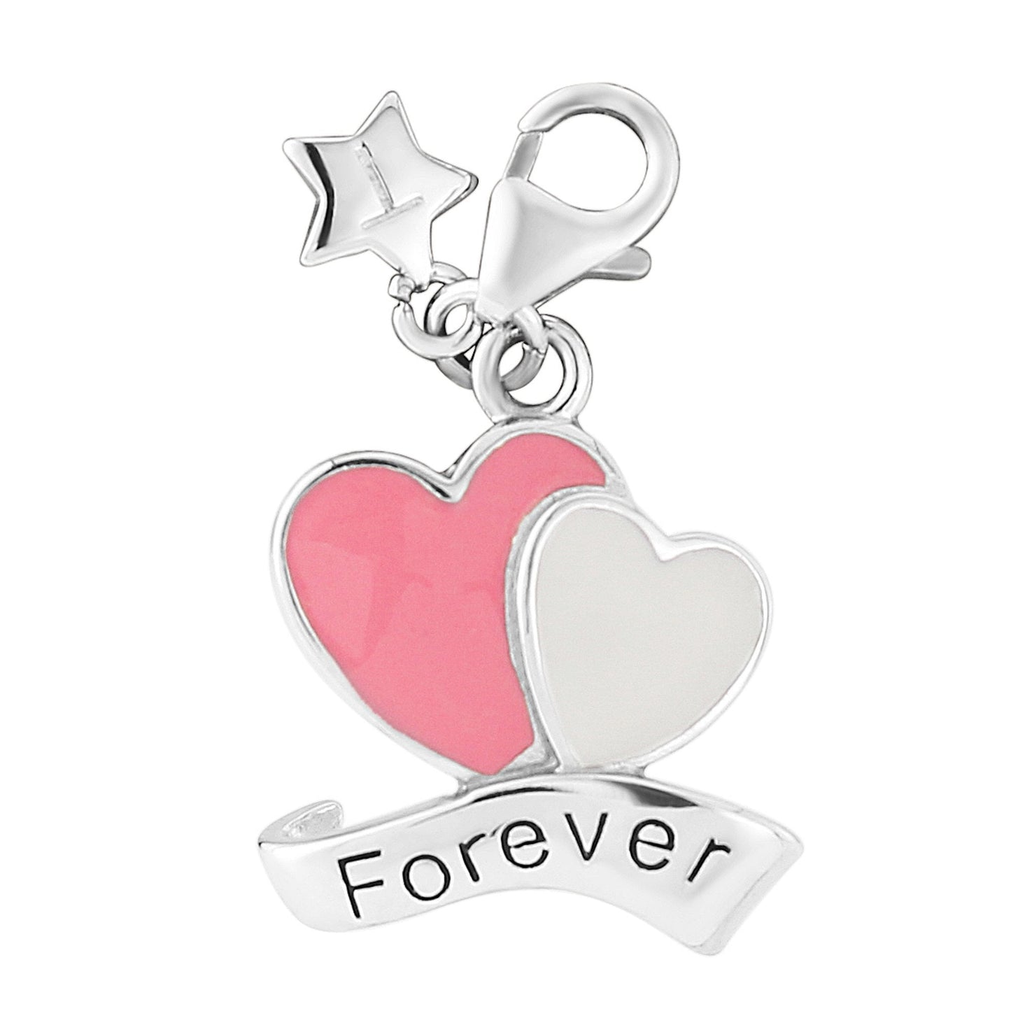 Ladies Sterling Silver Forever Hearts Cliip-on Charm SCH302