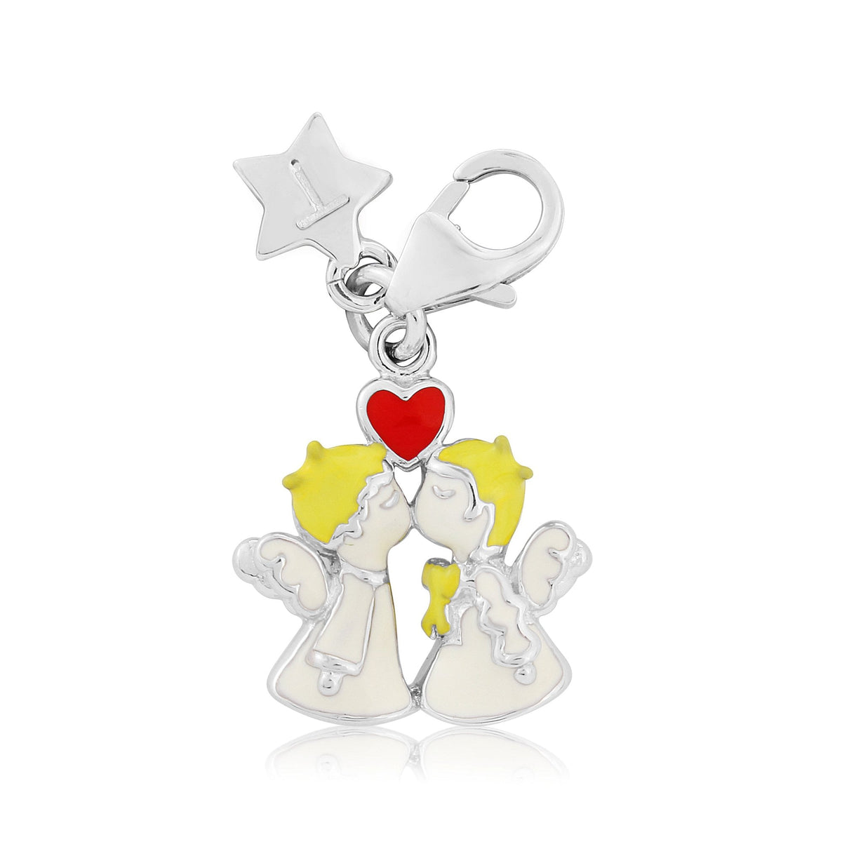 Ladies Sterling Silver Boy and Girl Kissing Clip-on Charm SCH347