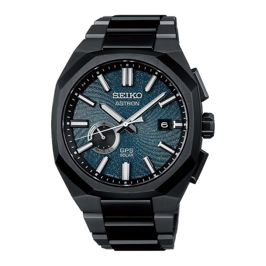 SSJ039J1 Seiko Astron Gents GPS Solar Black Titanium Limited Edition Watch on Bracelet Spiral Galaxy