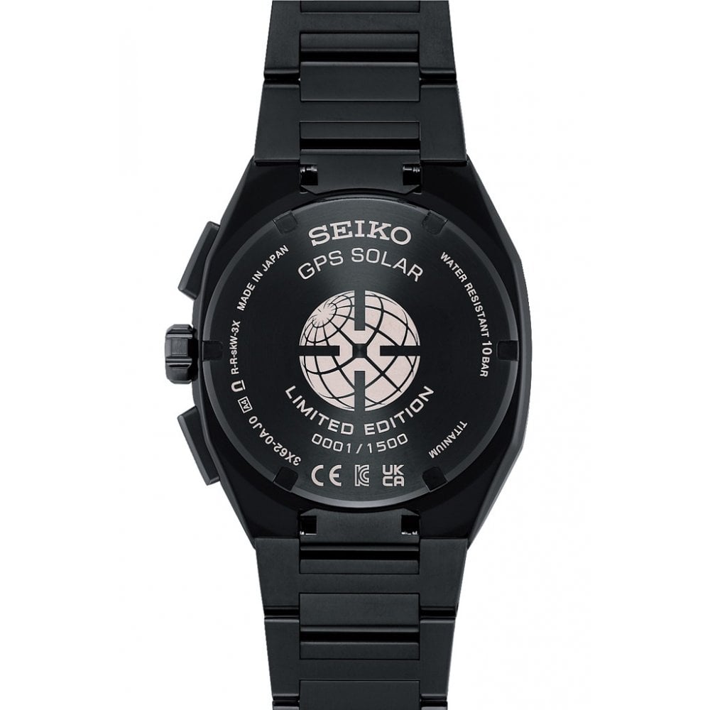 GPS Solar Black Titanium Watch, Bracelet Spiral Galaxy SSJ039J1