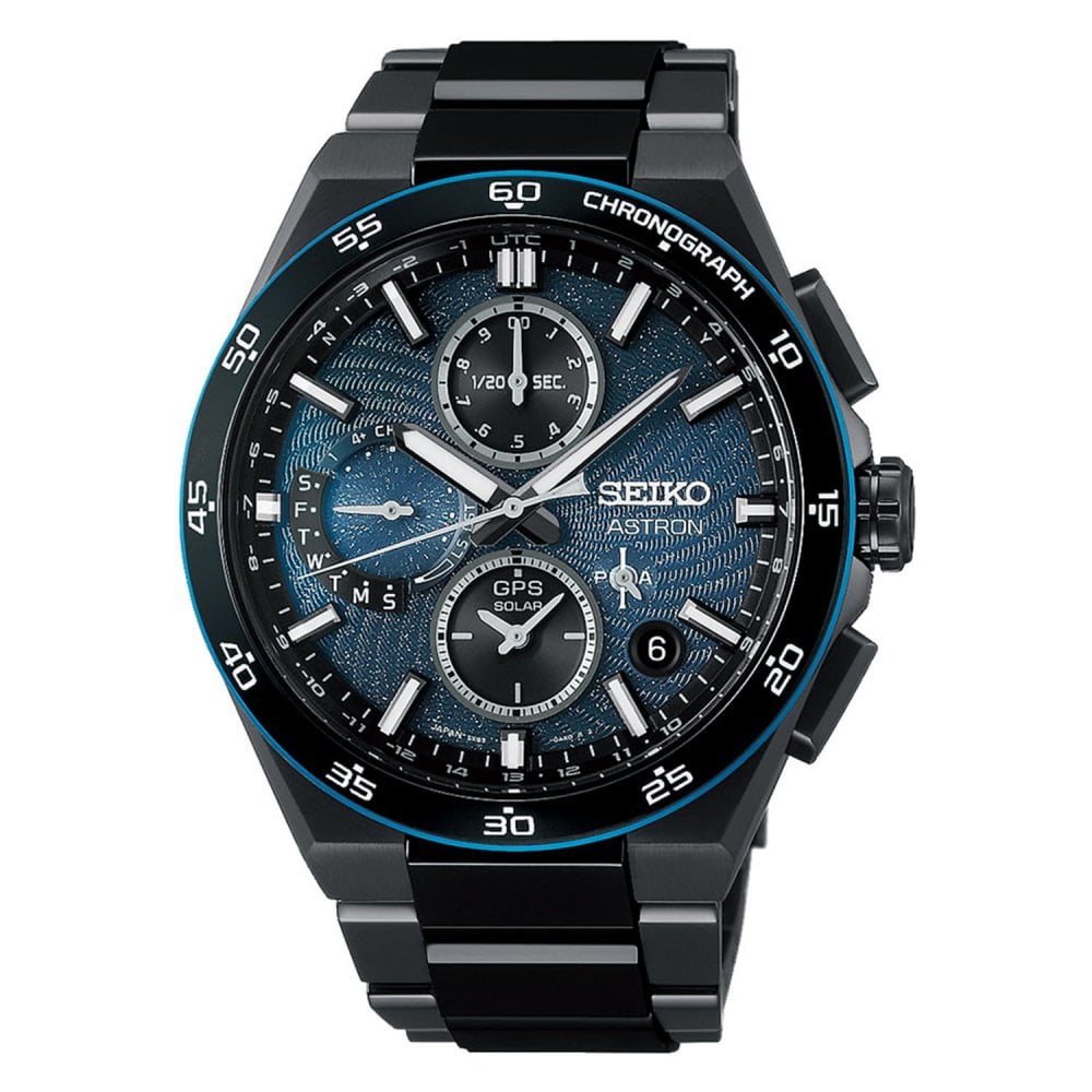 GPS Solar Chronograph Titanium Watch Spiral Galaxy SSH187J1