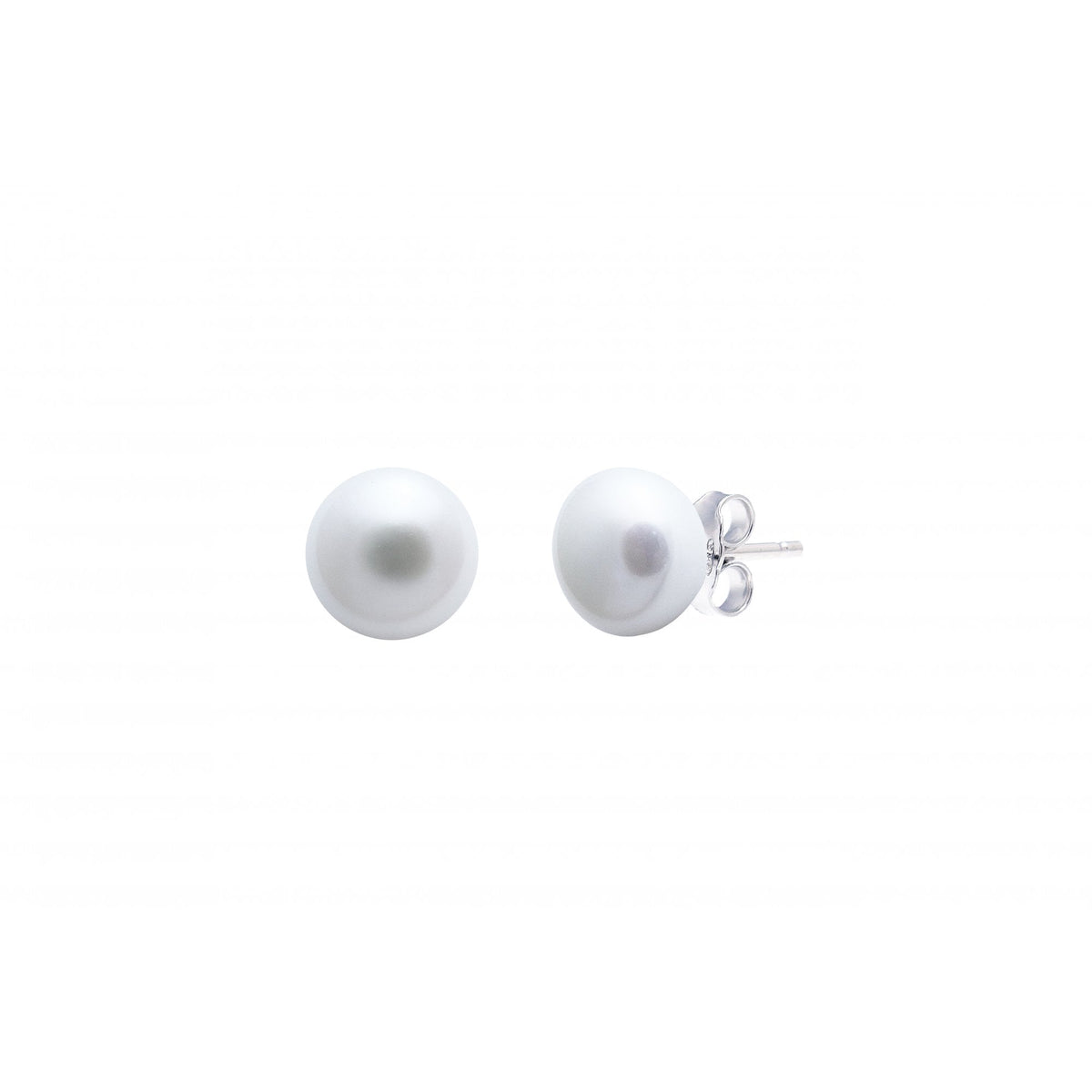 Ladies Silver White Freshwater Pearl Button Stud Earrings