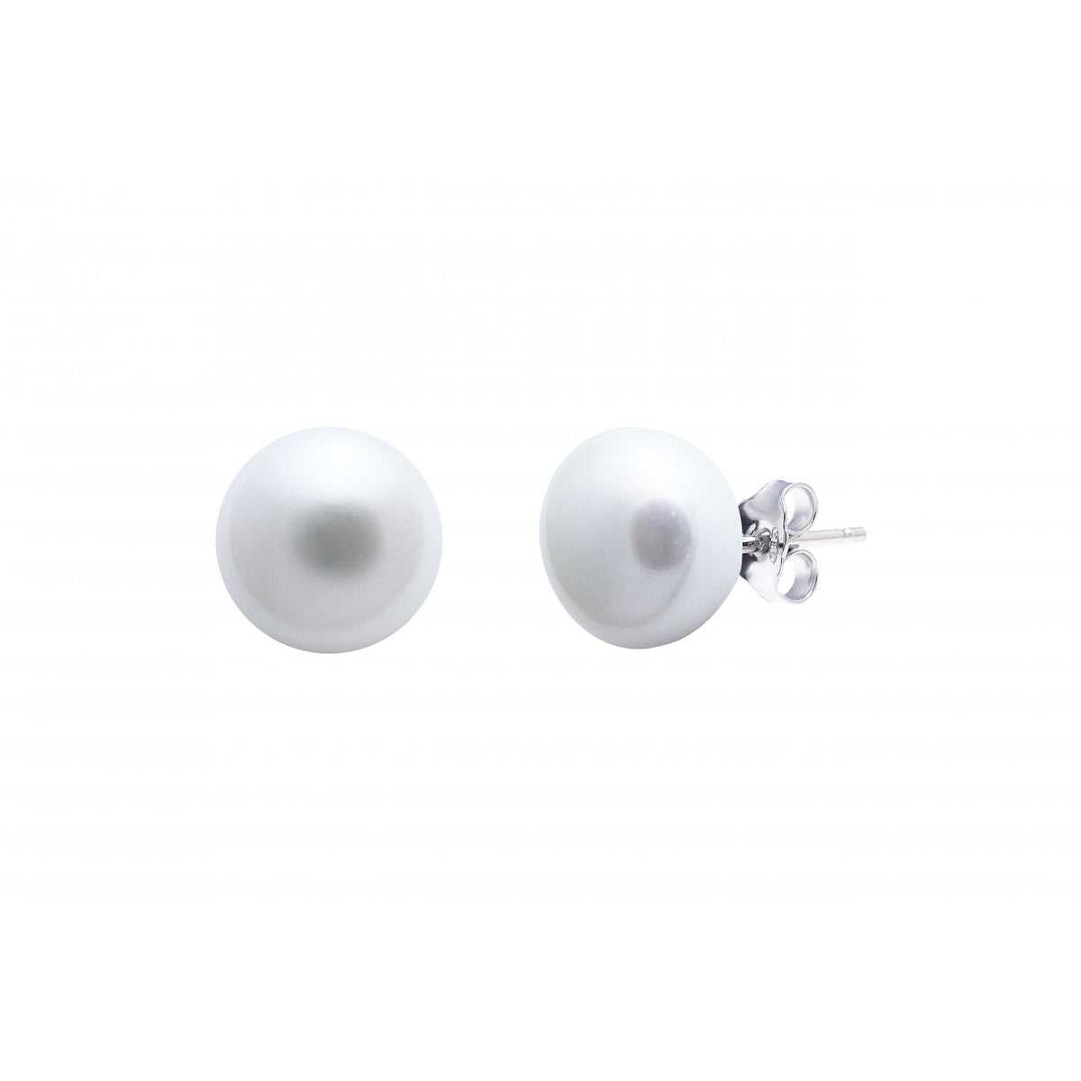 Ladies White Freshwater Pearl Silver Stud Earrings