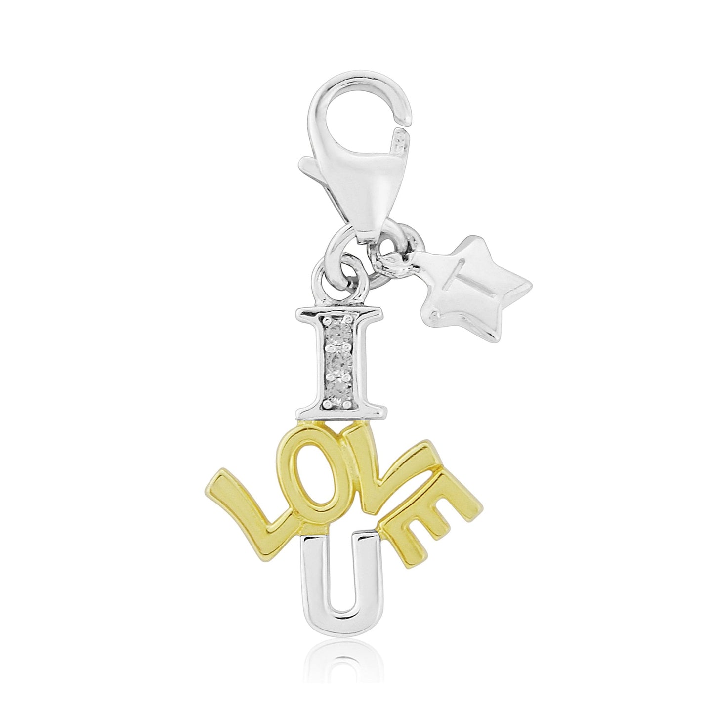 Ladies Sterling Silver I Love You Clip on Charm SCH321