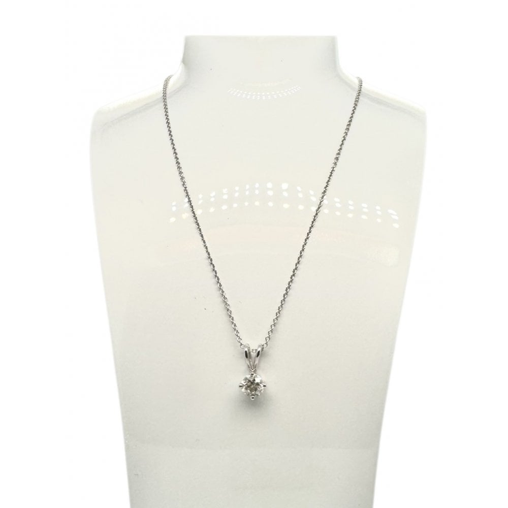 18 Carat White Gold Ladies Diamond Solitaire Pendant 0.58ct