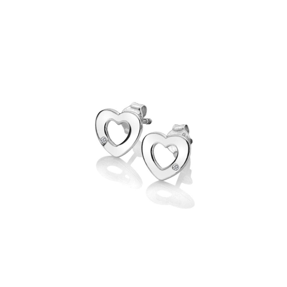 Ladies Sterling Silver Diamond Amulets Heart Stud Earrings DE616