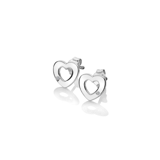 Ladies Sterling Silver Diamond Amulets Heart Stud Earrings DE616