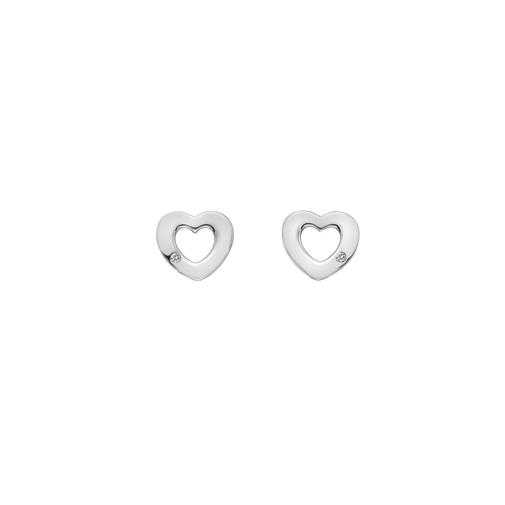 Ladies Sterling Silver Diamond Amulets Heart Stud Earrings DE616