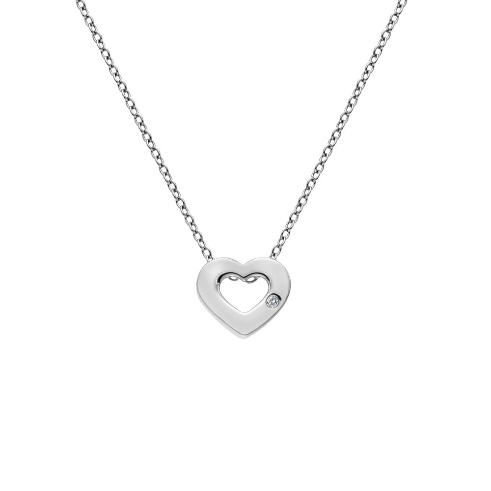 Ladies Sterling Silver Diamond Amulets Heart Pendant DP747