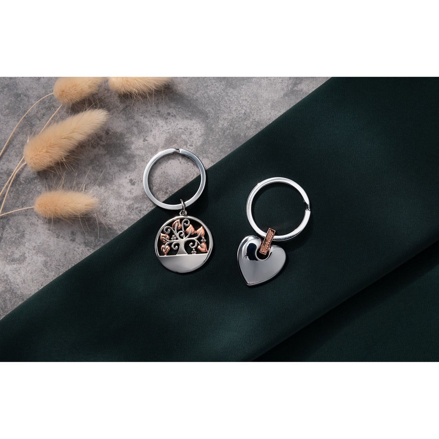 Ladies Cariad Silver Tone Heart Key Ring 7CKRDKR