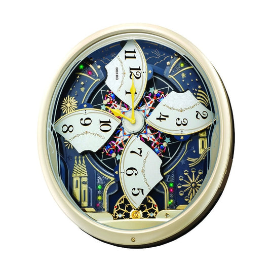 QXM239S Seiko Melodies in Motion Musical Quartz Battery Wall Clock with Night Silent and Volume Control